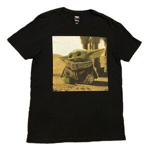 🔵 Old Navy Disney Baby Yoda Men's Black Tee T-Shirt Medium NWOT